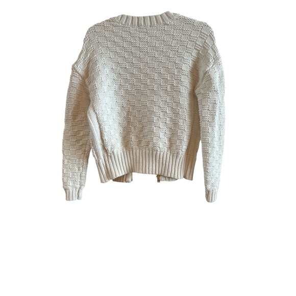 Talbots Chunky Cable Knit Woman's Size Xtra Small White Zip Up Sweater Classic - Picture 5 of 11